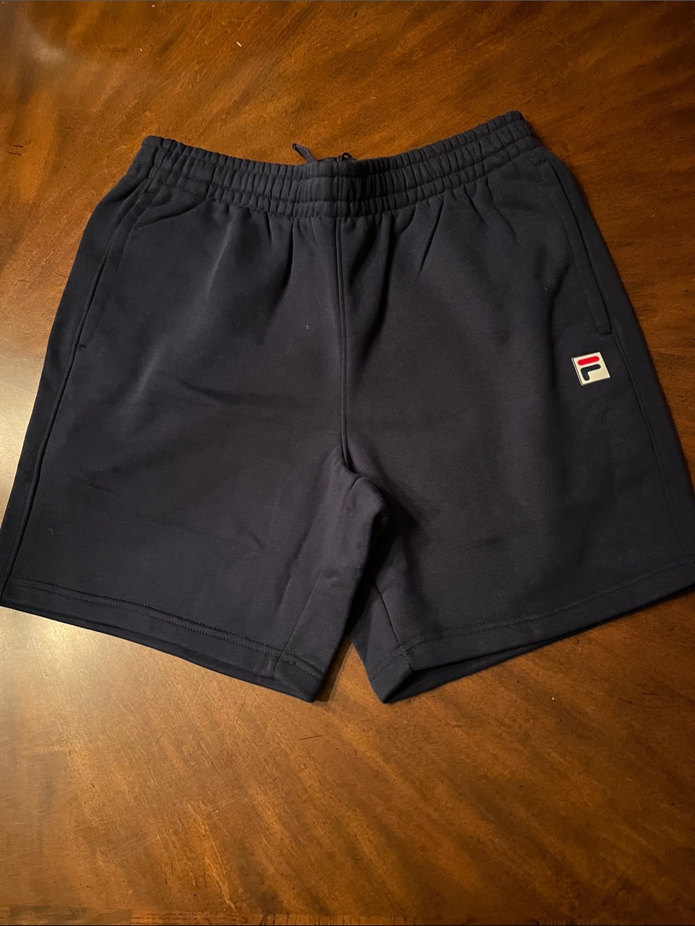 Fila Men’s Navy Athletic Drawstring Shorts with Logo Patch